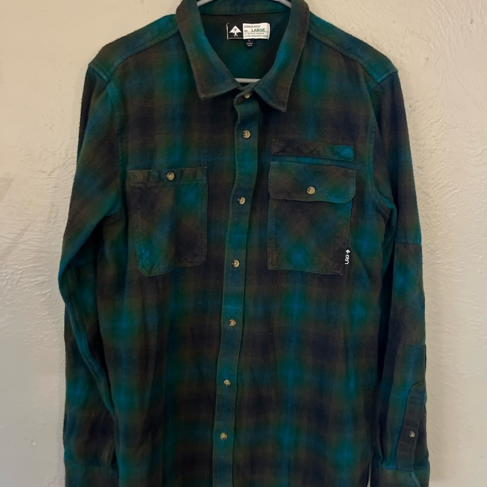 LRG Teal and Brown Plaid Men's Shirt Jacket